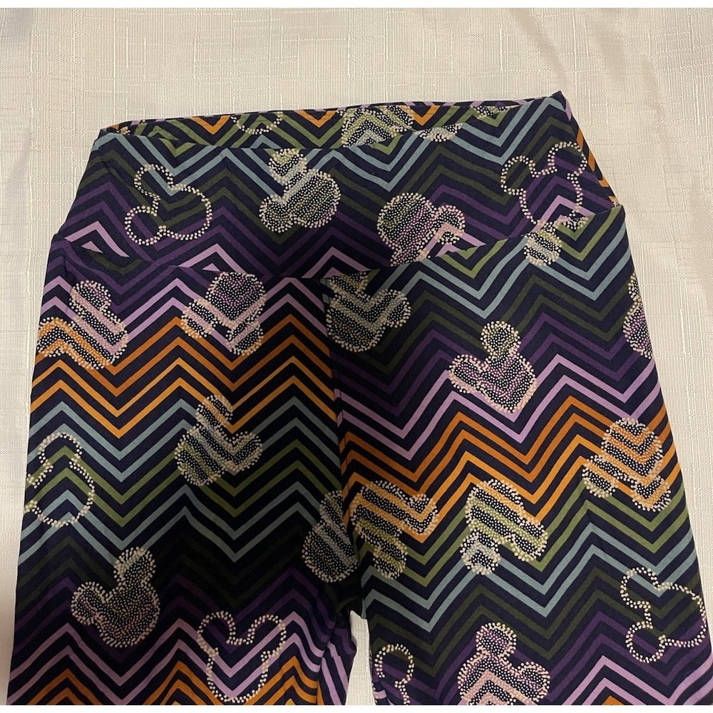 LulaRoe one size leggings Mickey Disney Parks Chevron Navy Walt Disney World - Picture 2 of 7